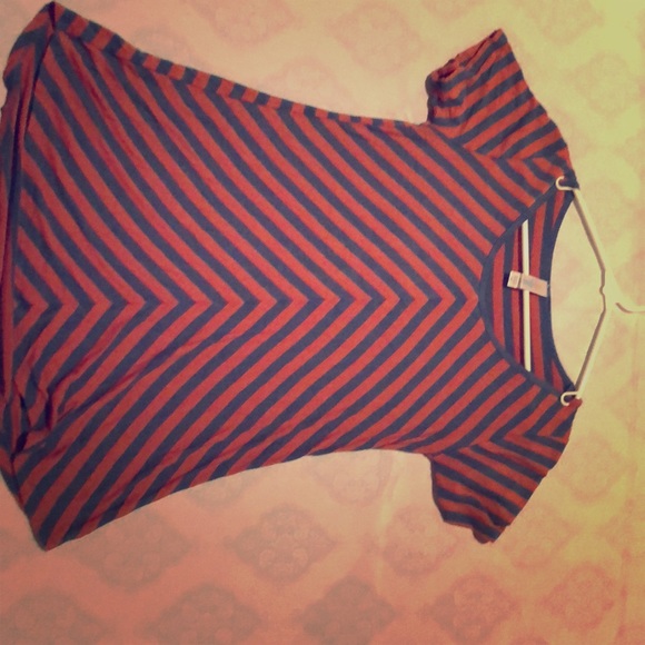 LuLaRoe Tops - Lularoe orange with navy striped T-shirt